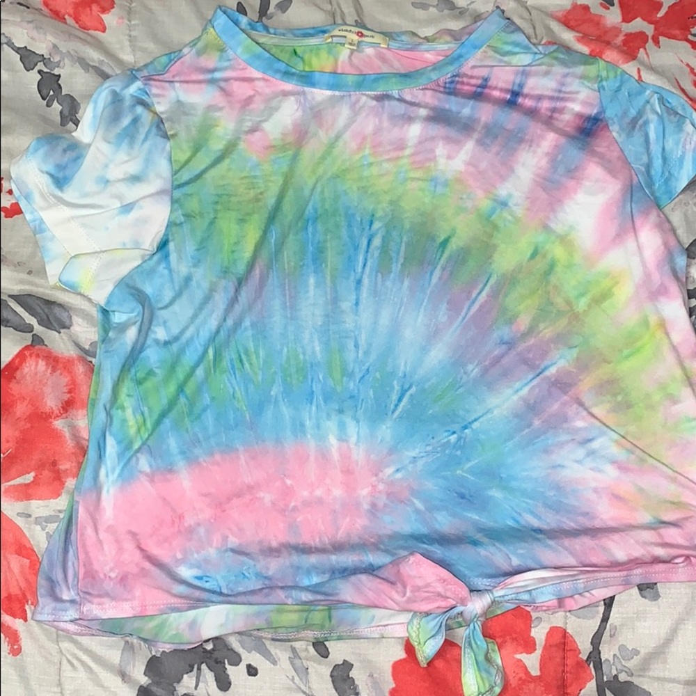A cropped tyedie tee
